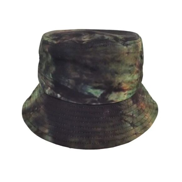 Green Camouflage Tie Dye Leaf Embroidered Unisex Bucket Hat - Picture 7 of 12